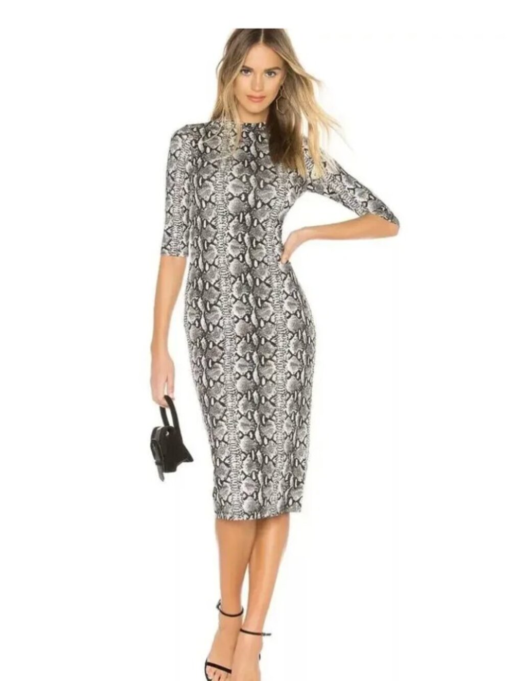 Alice + Olivia delora knit dress snakeskin print US 12
